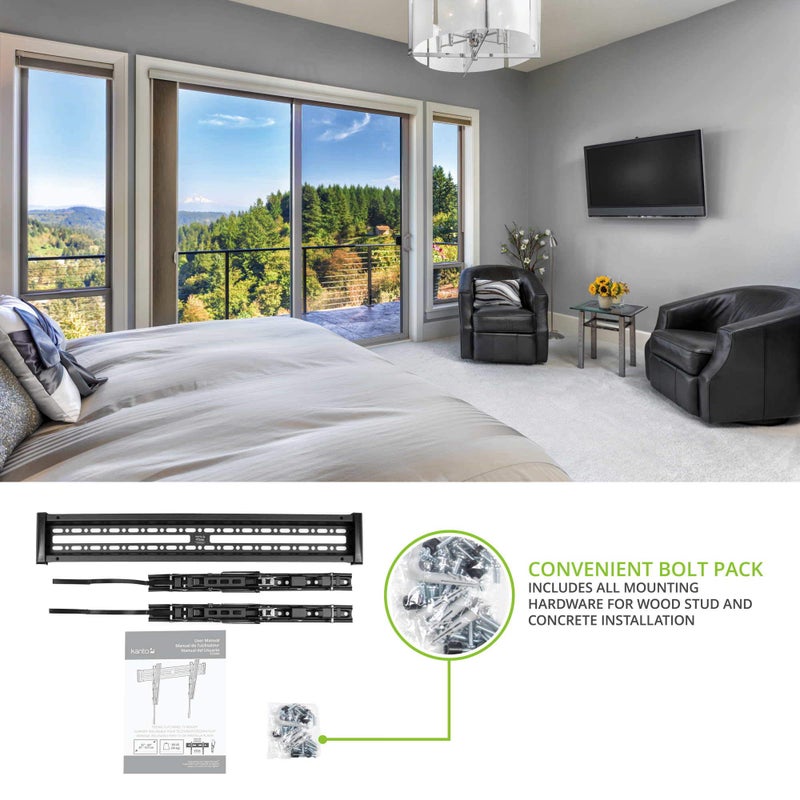 Kanto KT3260 Tilting TV Wall Mount | Fits 32â€ to 60â€ Monitors | Fits VESA Sizes 100 x 100 to 600 x 400 | Tilt Mechanism | Quick Release Tabs | Solid Steel Construction | Dual Stud Wall Plate | Black - Image 5
